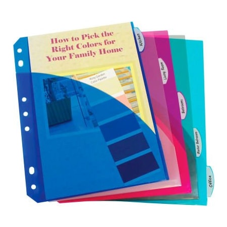 C-Line Products C-Line Products Mini Size 5-Tab Poly Index Dividers, Assorted Colors with Slant Pockets, 60/Set 03750-BX